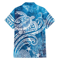 World Ocean Day Polynesian Pattern Family Matching Long Sleeve Bodycon Dress and Hawaiian Shirt Crystal Waves
