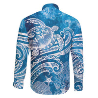 World Ocean Day Polynesian Pattern Family Matching Off Shoulder Short Dress and Hawaiian Shirt Crystal Waves