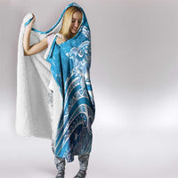 World Ocean Day Polynesian Pattern Hooded Blanket Crystal Waves
