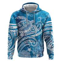 World Ocean Day Polynesian Pattern Hoodie Crystal Waves
