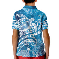 World Ocean Day Polynesian Pattern Kid Polo Shirt Crystal Waves