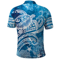 World Ocean Day Polynesian Pattern Polo Shirt Crystal Waves