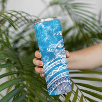 World Ocean Day Polynesian Pattern Skinny Tumbler Crystal Waves
