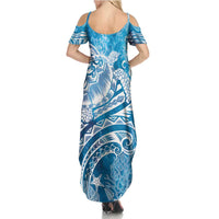 World Ocean Day Polynesian Pattern Summer Maxi Dress Crystal Waves