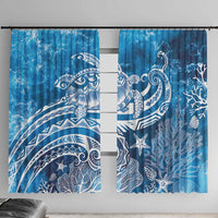 World Ocean Day Polynesian Pattern Window Curtain Crystal Waves