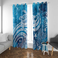 World Ocean Day Polynesian Pattern Window Curtain Crystal Waves