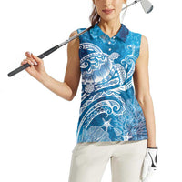 World Ocean Day Polynesian Pattern Women Sleeveless Polo Shirt Crystal Waves
