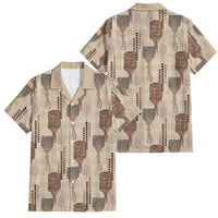 Aloha Hawaii Vintage Kahili Pa'a Lima Family Matching Mermaid Dress and Hawaiian Shirt Palaka Print Cozy Beige