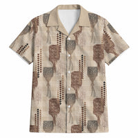 Aloha Hawaii Vintage Kahili Pa'a Lima Hawaiian Shirt Palaka Print Cozy Beige LT7 Beige - Polynesian Pride