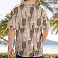 Aloha Hawaii Vintage Kahili Pa'a Lima Hawaiian Shirt Palaka Print Cozy Beige LT7 - Polynesian Pride
