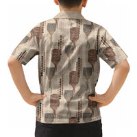 Aloha Hawaii Vintage Kahili Pa'a Lima Hawaiian Shirt Palaka Print Cozy Beige LT7 - Polynesian Pride