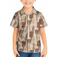 Aloha Hawaii Vintage Kahili Pa'a Lima Kid Hawaiian Shirt Palaka Print Cozy Beige LT7 Kid Beige - Polynesian Pride