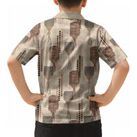 Aloha Hawaii Vintage Kahili Pa'a Lima Kid Hawaiian Shirt Palaka Print Cozy Beige LT7 - Polynesian Pride
