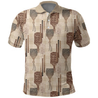 Aloha Hawaii Vintage Kahili Pa'a Lima Polo Shirt Palaka Print Cozy Beige LT7 Beige - Polynesian Pride