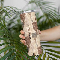 Aloha Hawaii Vintage Kahili Pa'a Lima Skinny Tumbler Palaka Print Cozy Beige
