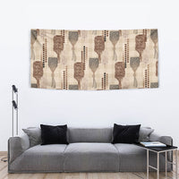 Aloha Hawaii Vintage Kahili Pa'a Lima Tapestry Palaka Print Cozy Beige