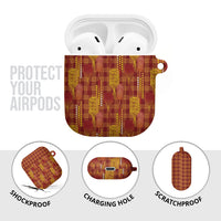 Aloha Hawaii Vintage Kahili Pa'a Lima AirPods Case Palaka Print Hilo Royal Red-Yellow