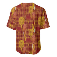 Aloha Hawaii Vintage Kahili Pa'a Lima Baseball Jersey Palaka Print Hilo Royal Red-Yellow