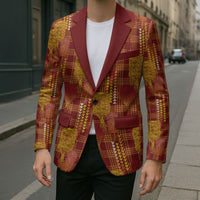Aloha Hawaii Vintage Kahili Pa'a Lima Blazer Palaka Print Hilo Royal Red-Yellow