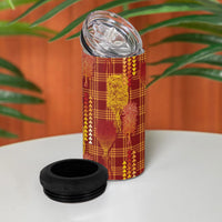 Aloha Hawaii Vintage Kahili Pa'a Lima 4 in 1 Can Cooler Tumbler Palaka Print Hilo Royal Red-Yellow