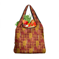 Aloha Hawaii Vintage Kahili Pa'a Lima Grocery Bag Palaka Print Hilo Royal Red-Yellow