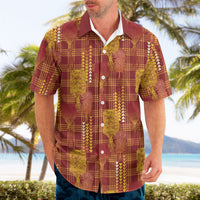 Aloha Hawaii Vintage Kahili Pa'a Lima Hawaiian Shirt Palaka Print Hilo Royal Red-Yellow LT7 - Polynesian Pride