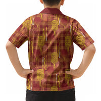 Aloha Hawaii Vintage Kahili Pa'a Lima Hawaiian Shirt Palaka Print Hilo Royal Red-Yellow LT7 - Polynesian Pride