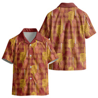 Aloha Hawaii Vintage Kahili Pa'a Lima Kid Hawaiian Shirt Palaka Print Hilo Royal Red-Yellow