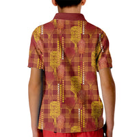 Aloha Hawaii Vintage Kahili Pa'a Lima Kid Polo Shirt Palaka Print Hilo Royal Red-Yellow