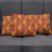 Aloha Hawaii Vintage Kahili Pa'a Lima Pillow Cover Palaka Print Hilo Royal Red-Yellow