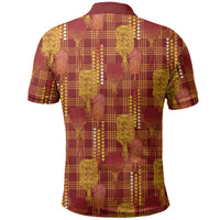 Aloha Hawaii Vintage Kahili Pa'a Lima Polo Shirt Palaka Print Hilo Royal Red-Yellow LT7 - Polynesian Pride