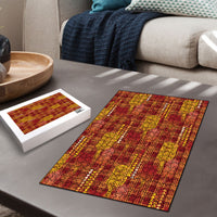 Aloha Hawaii Vintage Kahili Pa'a Lima Puzzle Palaka Print Hilo Royal Red-Yellow