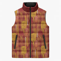 Aloha Hawaii Vintage Kahili Pa'a Lima Sleeveless Puffer Jacket Palaka Print Hilo Royal Red-Yellow