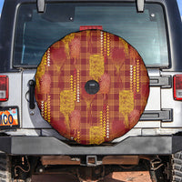 Aloha Hawaii Vintage Kahili Pa'a Lima Spare Tire Cover Palaka Print Hilo Royal Red-Yellow