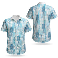 Aloha Hawaii Vintage Kahili Pa'a Lima Couples Matching Short Sleeve Bodycon Dress and Hawaiian Shirt Palaka Print Oceanic Turquoise LT7 - Polynesian Pride