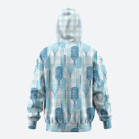 Aloha Hawaii Vintage Kahili Pa'a Lima Hoodie Palaka Print Oceanic Turquoise