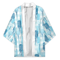 Aloha Hawaii Vintage Kahili Pa'a Lima Kimono Palaka Print Oceanic Turquoise