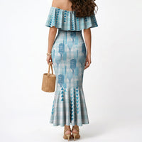 Aloha Hawaii Vintage Kahili Pa'a Lima Mermaid Dress Palaka Print Oceanic Turquoise LT7 - Polynesian Pride