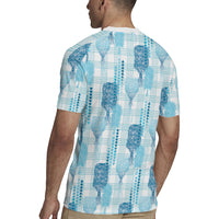 Aloha Hawaii Vintage Kahili Pa'a Lima Rugby Jersey Palaka Print Oceanic Turquoise