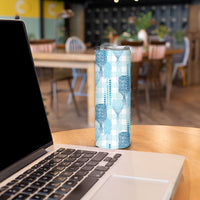 Aloha Hawaii Vintage Kahili Pa'a Lima Skinny Tumbler Palaka Print Oceanic Turquoise