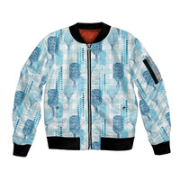 Aloha Hawaii Vintage Kahili Pa'a Lima Sleeve Zip Bomber Jacket Palaka Print Oceanic Turquoise