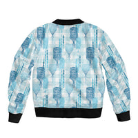 Aloha Hawaii Vintage Kahili Pa'a Lima Sleeve Zip Bomber Jacket Palaka Print Oceanic Turquoise