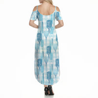 Aloha Hawaii Vintage Kahili Pa'a Lima Summer Maxi Dress Palaka Print Oceanic Turquoise LT7 - Polynesian Pride
