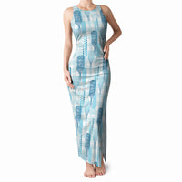 Aloha Hawaii Vintage Kahili Pa'a Lima Tank Maxi Dress Palaka Print Oceanic Turquoise LT7 Women Turquoise - Polynesian Pride