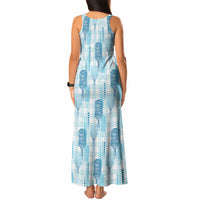 Aloha Hawaii Vintage Kahili Pa'a Lima Tank Maxi Dress Palaka Print Oceanic Turquoise LT7 - Polynesian Pride