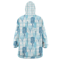 Aloha Hawaii Vintage Kahili Pa'a Lima Wearable Blanket Hoodie Palaka Print Oceanic Turquoise