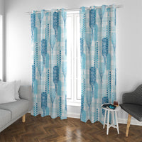 Aloha Hawaii Vintage Kahili Pa'a Lima Window Curtain Palaka Print Oceanic Turquoise