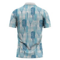 Aloha Hawaii Vintage Kahili Pa'a Lima Zipper Polo Shirt Palaka Print Oceanic Turquoise LT7 - Polynesian Pride