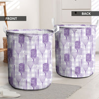 Aloha Hawaii Vintage Kahili Pa'a Lima Laundry Basket Palaka Print Pastel Lavender