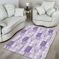 Aloha Hawaii Vintage Kahili Pa'a Lima Area Rug Palaka Print Pastel Lavender